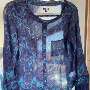 Sheer button down top